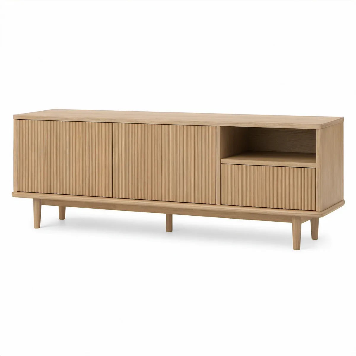 Televizní stolek z MDF s dubovou dýhou, přírodní dub, 180 × 40 × 55 cm
